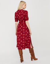 Betty Floral Tea Dress in Sustainable Viscose, Red (RED), large