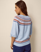 Fia Fair Isle Knit Jumper, Blue (BLUE), large