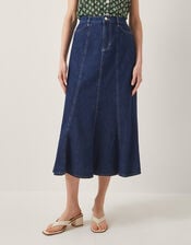 Fran Seam Denim Maxi Skirt, Blue (INDIGO), large
