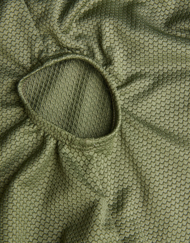 Texture Cut-Out Swimsuit, Green (KHAKI), large