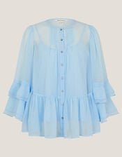 Anais Frill Swing Blouse, Blue (BLUE), large