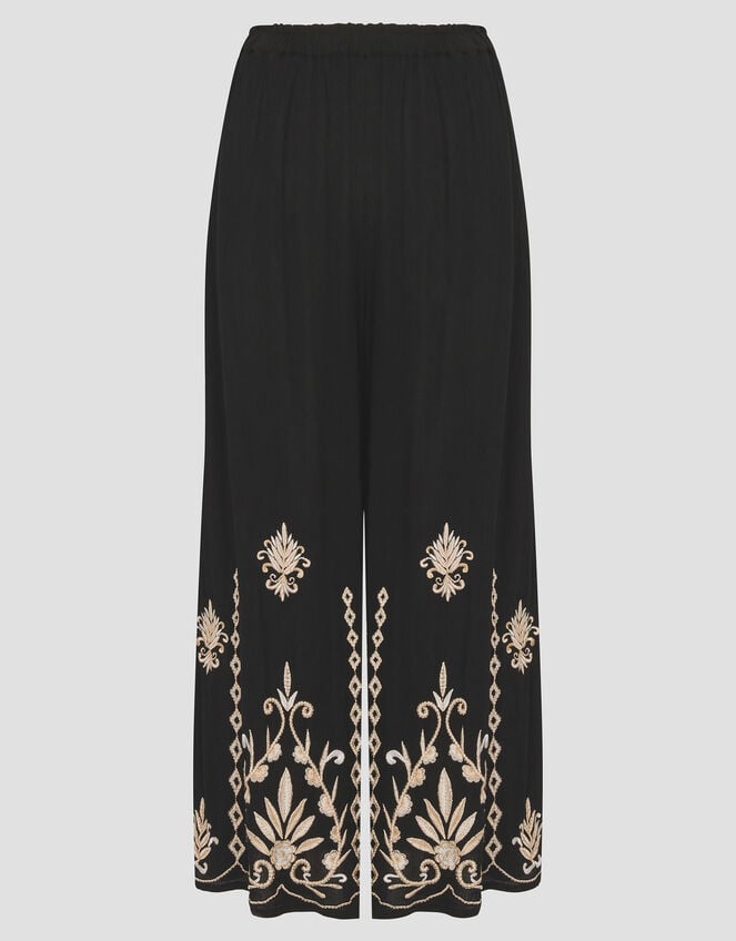 Saffron Embroidered Wide Leg Trousers, Black (BLACK), large