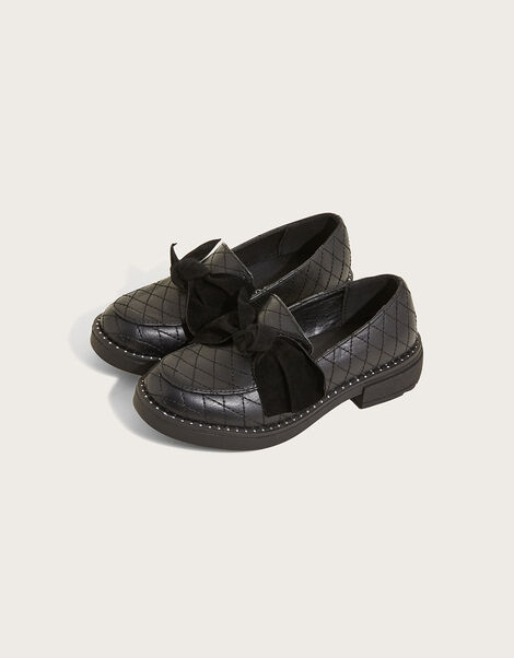 Bow Detail Loafers Black, Black (BLACK), large
