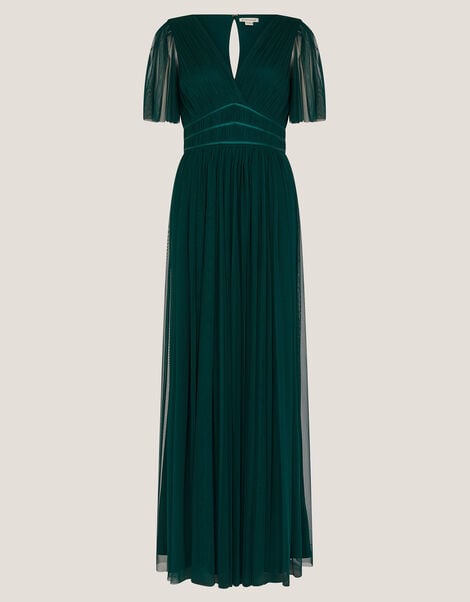 Emily Short Sleeve Tulle Bridesmaid Dress, Green (DARK GREEN), large