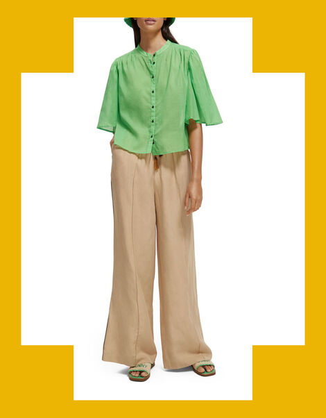 Scotch and Soda Hope High-Waisted Trousers Regular Length, Natural (NEUTRAL), large
