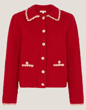 Nina Scallop Collar Cardigan, Red (RED), large