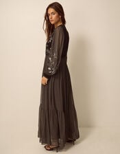 Josephine Embellished Maxi Dress , Brown (CHOCOLATE), large