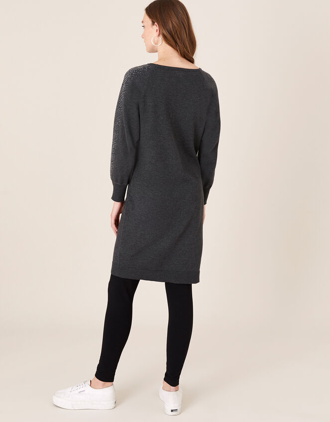 Metallic Gem Sleeve Dolman Dress, Grey (CHARCOAL), large
