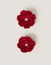 2-Pack Velvet Rose Hair Clips, , large
