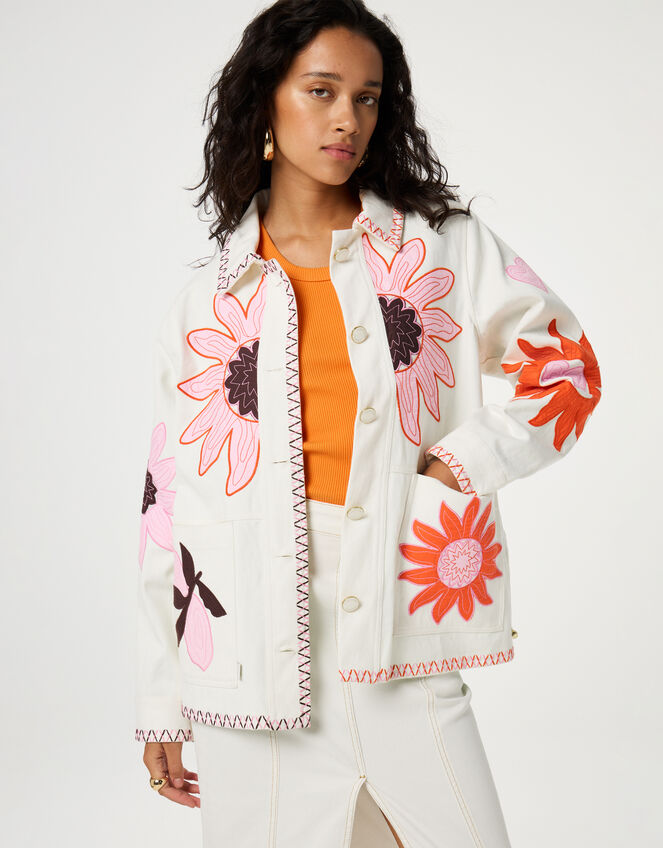 Fabienne Chapot Elody Embroidered Shacket, White (WHITE), large