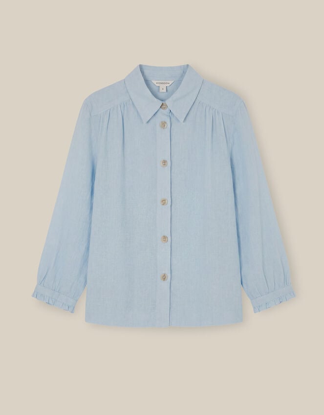 Emily Linen Blend Shirt, Blue (BLUE), large