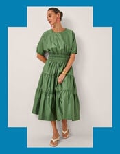 Devotion Twins Geraros Tiered Midi Dress, Green (GREEN), large