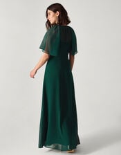 Mona Angel Sleeve Maxi Dress, Green (DARK GREEN), large