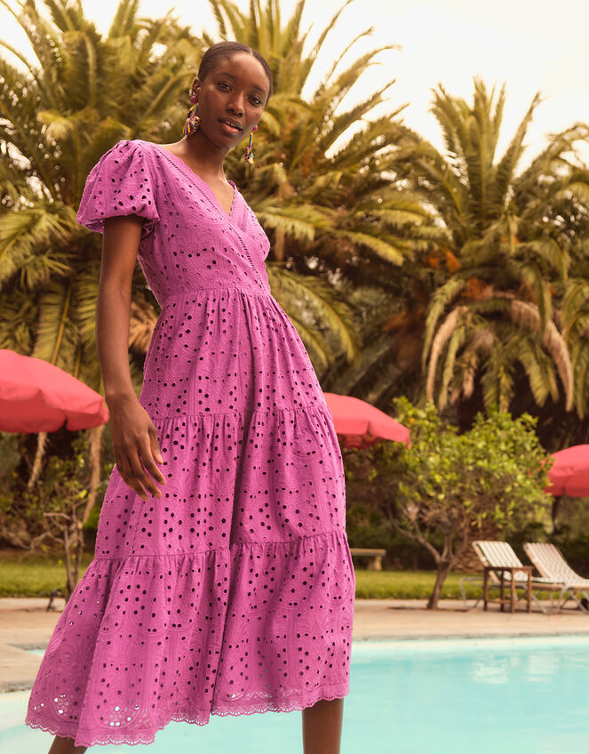 Fabiola Broderie Dress, Purple (PURPLE), large