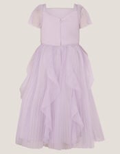 Scarla Ruffle Pleated Party Dress, Purple (LILAC), large