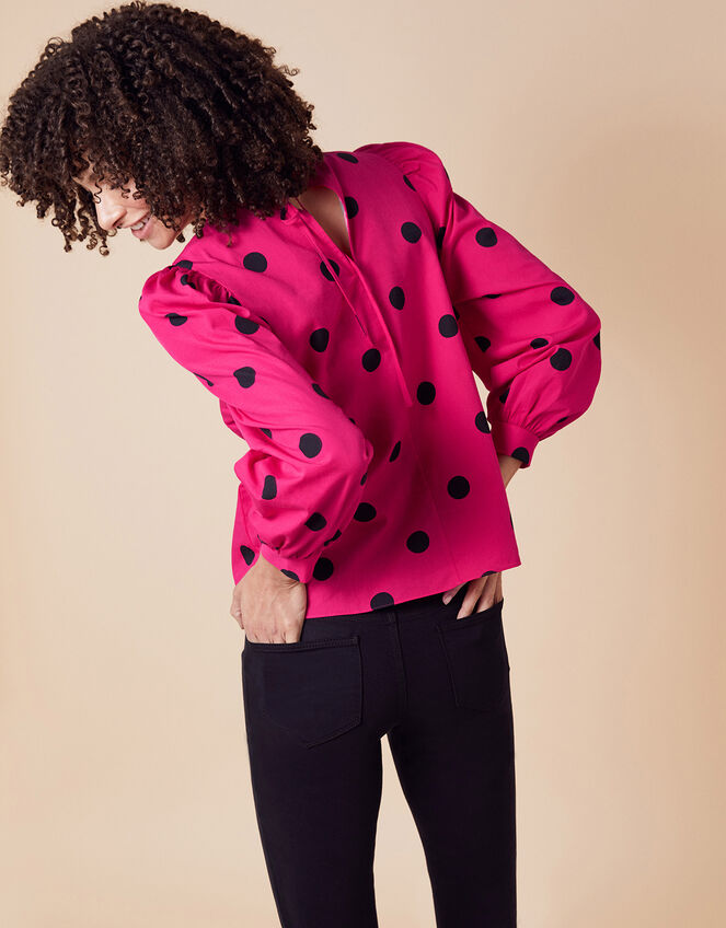 Candi Spot Print Top, Pink (PINK), large