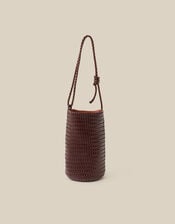 Marnie Woven Faux Leather Shoulder Bag, Brown (CHOCOLATE), large