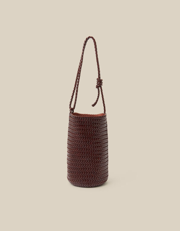 Marnie Woven Faux Leather Shoulder Bag, Brown (CHOCOLATE), large