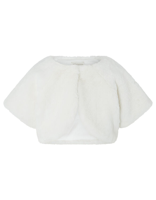 Faux Fur Shrug, Ivory (IVORY), large