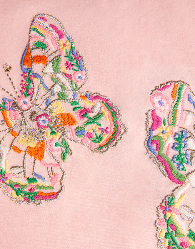 Butterfly Embroidered T-Shirt, Pink (PINK), large