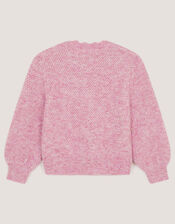 Sparkle Bow Scallop Cardigan, Purple (LILAC), large
