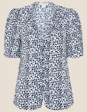 Animal Print Frill Collar Blouse, Ivory (IVORY), large