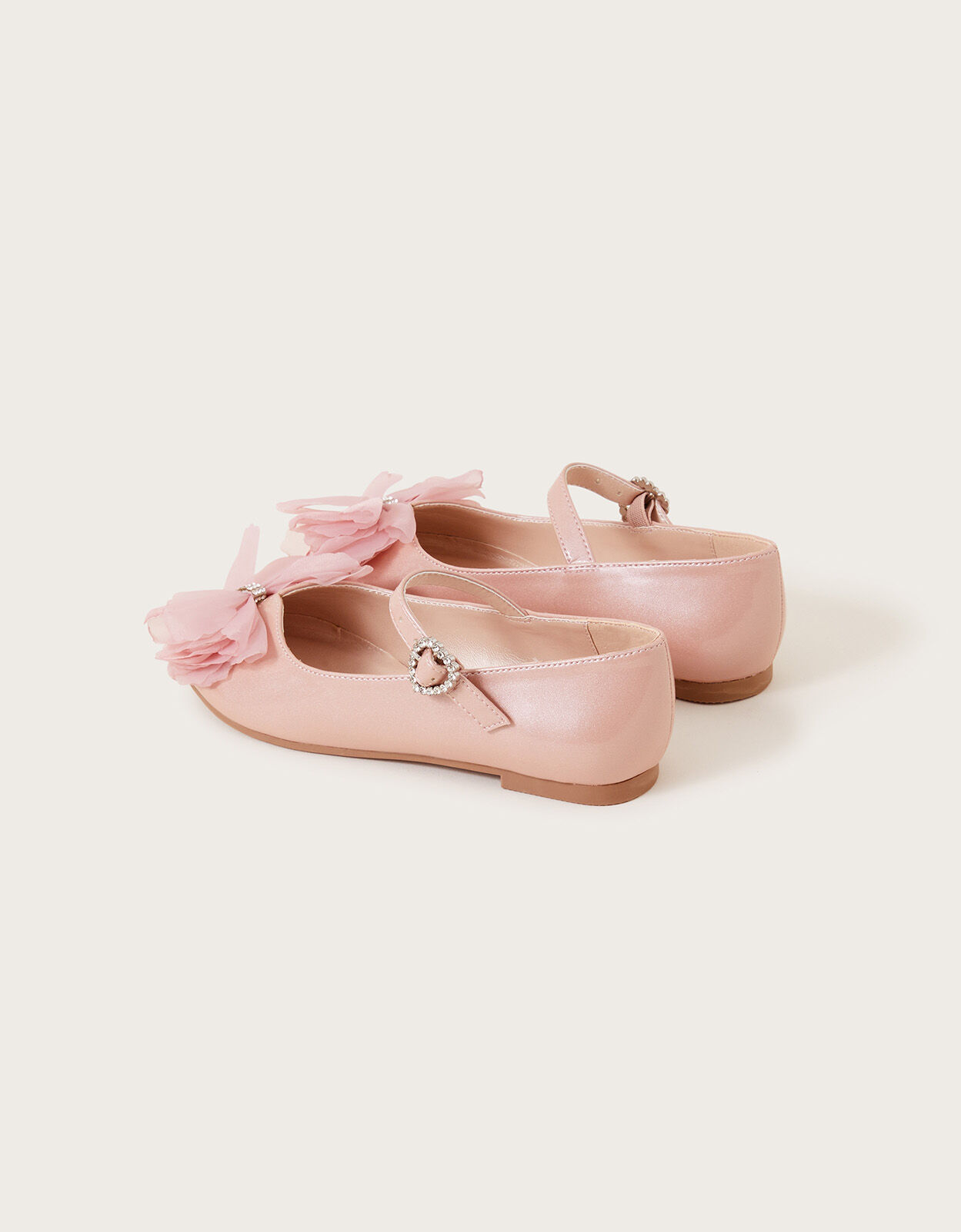 Diamante Bow Ballet Flats Pink
