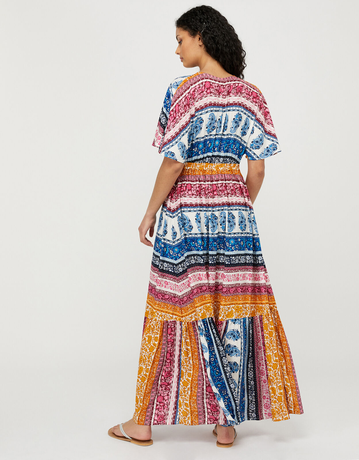Striped floral maxi dress sale
