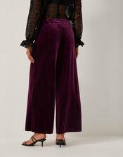 Vera Wide Leg Velvet Pants, Red (BERRY), large