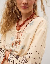 Aleah Tropical Print Midi Kaftan, Ivory (IVORY), large