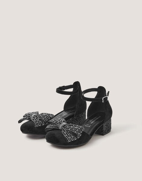 Diamant&eacute; Bow Velvet Two Part Heels, Black (BLACK), large