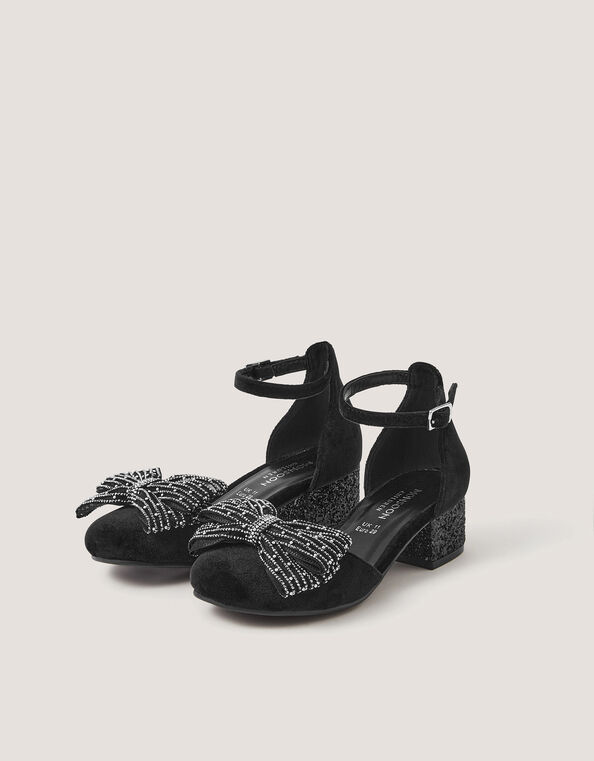 Diamant&eacute; Bow Velvet Two Part Heels, Black (BLACK), large