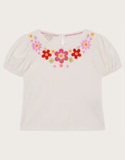 Crochet Gem Detail T-Shirt, Ivory (IVORY), large