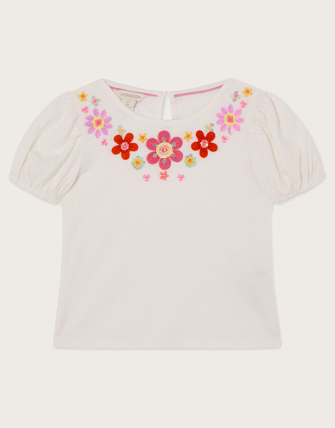 Crochet Gem Detail T-Shirt, Ivory (IVORY), large