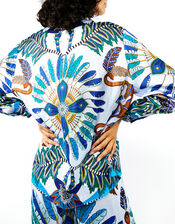 Wild Bonaventure Feather Print Shirt, Blue (BLUE), large