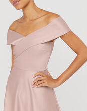 Sigourney Satin Midi Dress, Pink (BLUSH), large