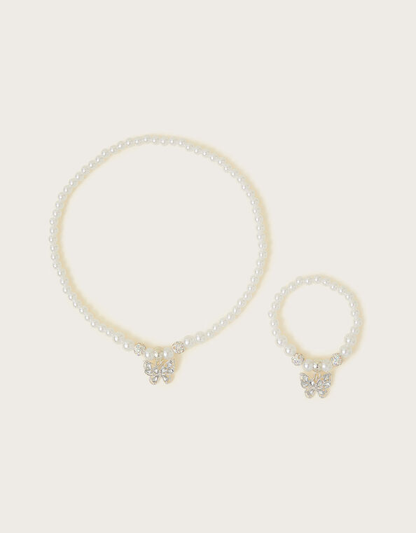 Jewel Butterfly Necklace and Bracelet Set, , large