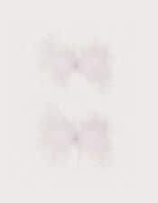 Fluffy Bow Hair Clips Set of Two, , large