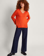 Vida V-Neck Sweater, Orange (ORANGE), large