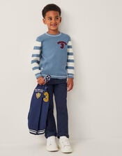Embroidered Stripe Knit Jumper, Blue (BLUE), large