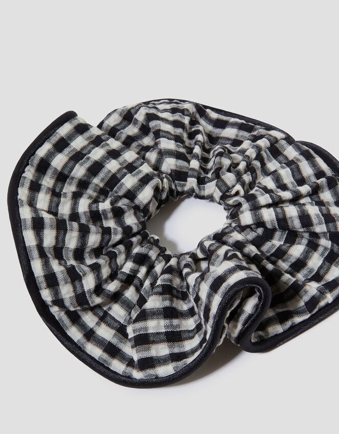 Oversized Gingham Hair Scrunchie, , large