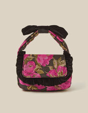 Monsoon x Queens of Archive Velvet Bow Floral Jacquard Bag, , large