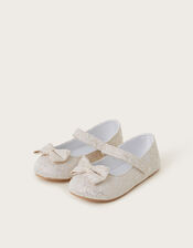 Baby Jacquard Bow Walkers, Gold (GOLD), large