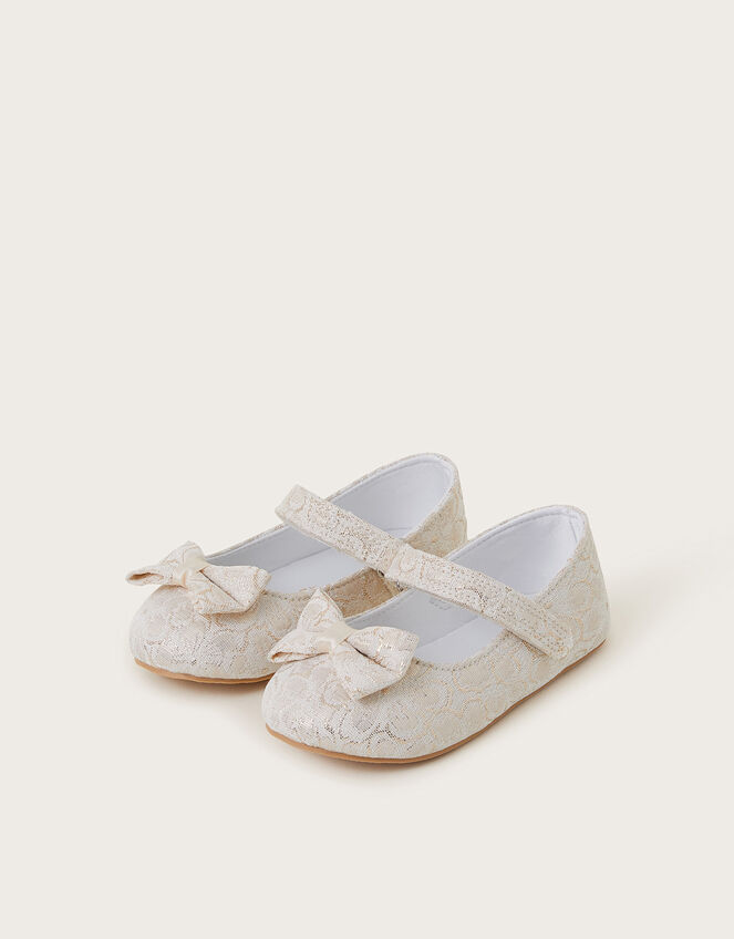 Baby Jacquard Bow Walkers, Gold (GOLD), large