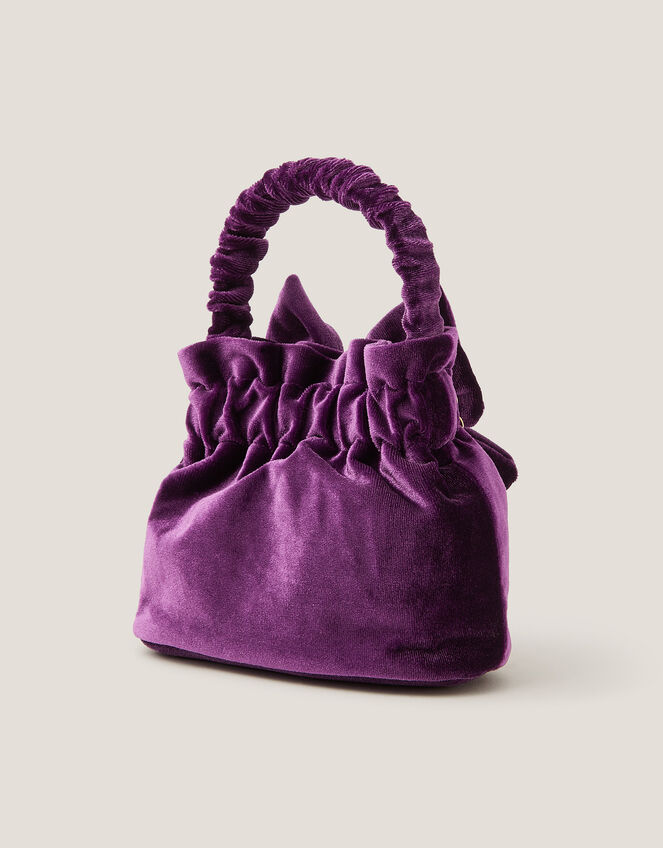 Bow Velvet Pouch Bag, , large