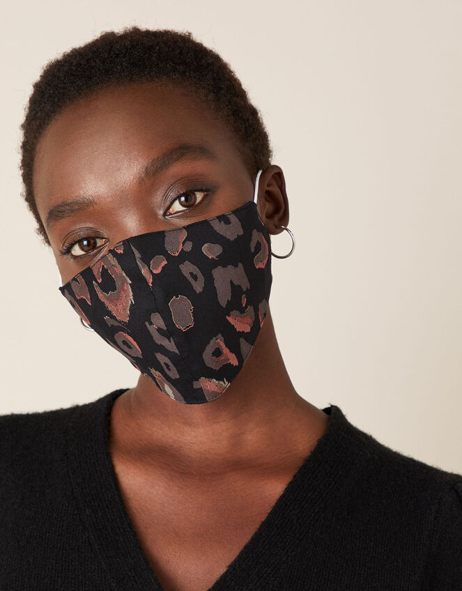 Animal Print Face Mask in Pure Cotton, , large