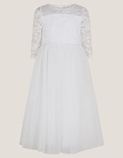 Alberta Rose Lace Communion Dress, White (WHITE), large