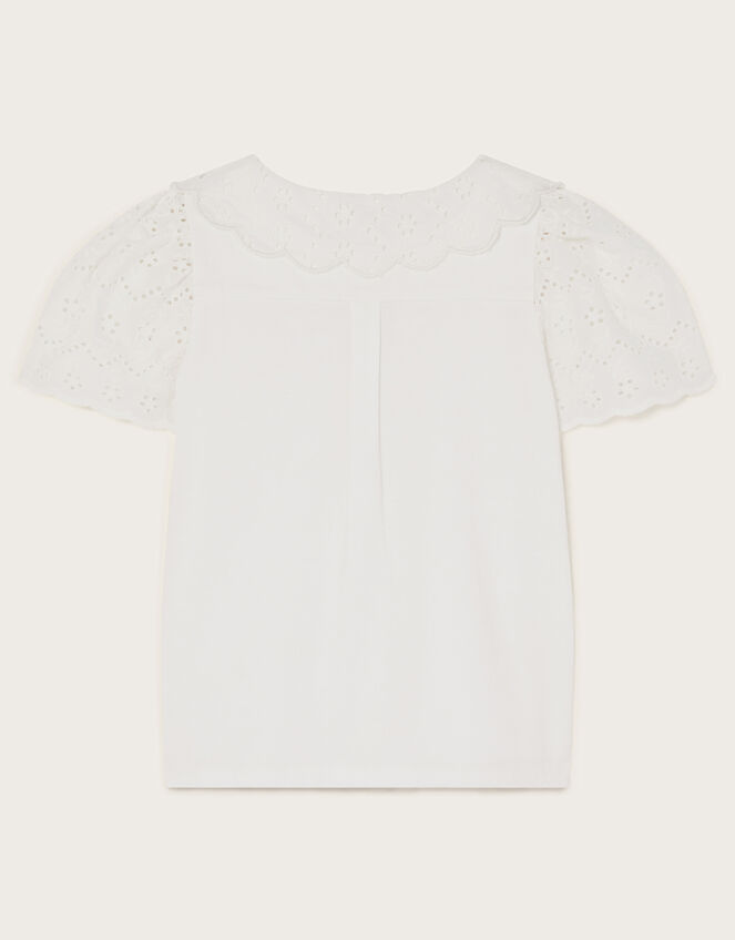 Jersey Broderie Blouse, White (WHITE), large