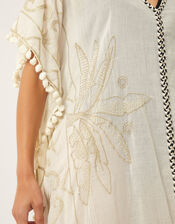 Penny Tassel Embroidered Kaftan, Ivory (IVORY), large