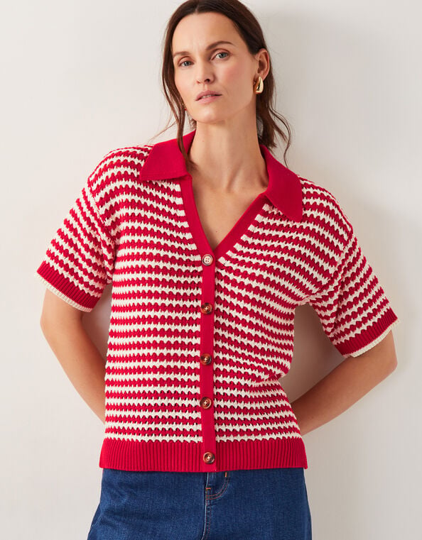 Cally Stripe Collar Sweater, Red (RED), large
